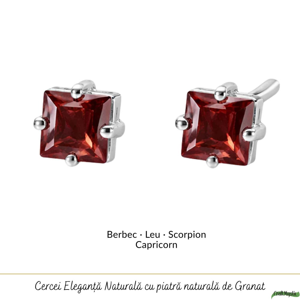 Cercei Argint 925 cu Granat fatetat Patrat – Energie, Pasiune si Incredere [5]
