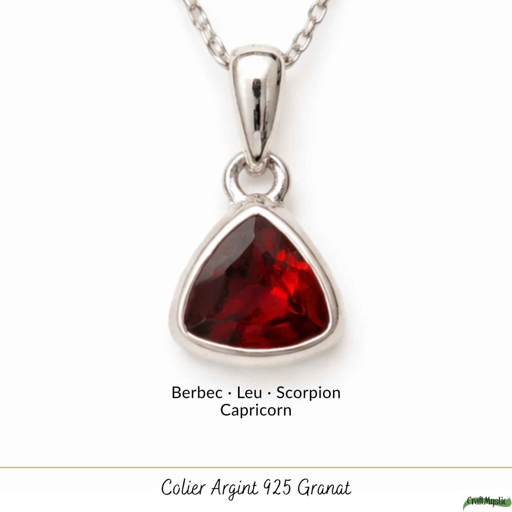 Colier Argint 925 cu Granat Triunghi – Putere si Echilibru Interior [5]