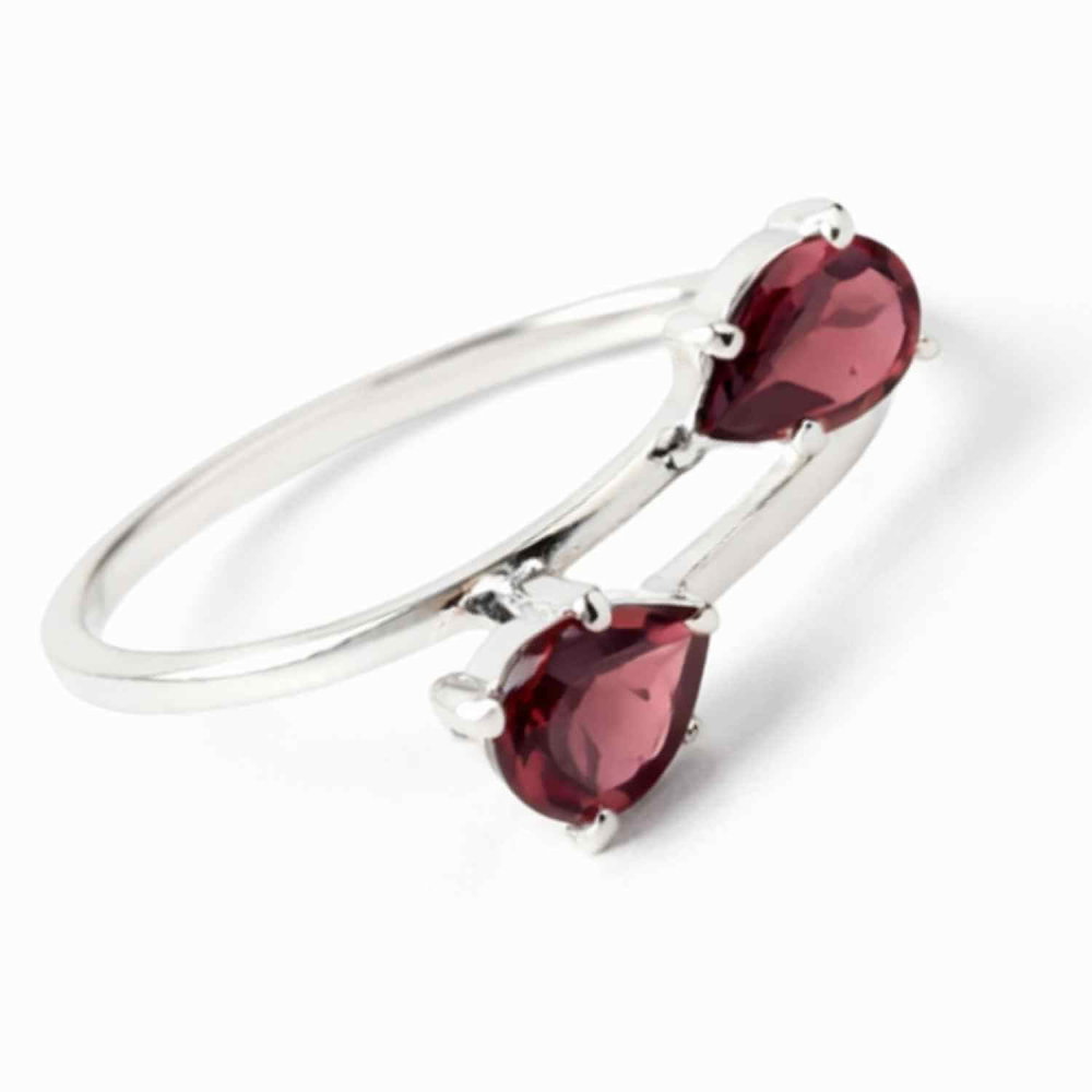 Inel din argint 925 cu dublu granat, pentru energie si stabilitate interioara [1]