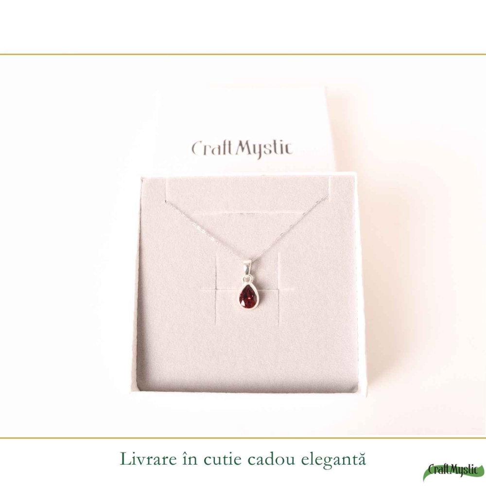Colier Argint 925 cu Granat Lacrima – Energie si Feminitate Profunda [6]