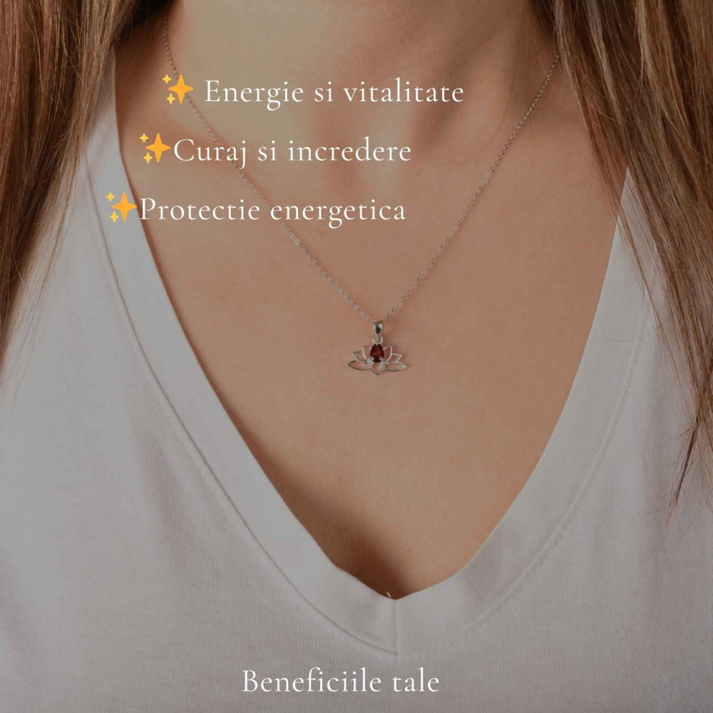 Colier Argint 925 cu Granat Lotus – Energie si Renastere Interioara [3]