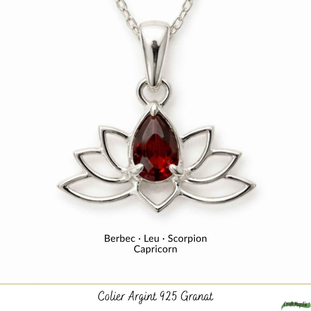 Colier Argint 925 cu Granat Lotus – Energie si Renastere Interioara [5]