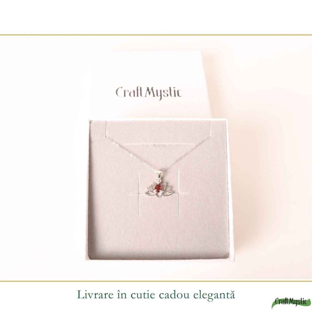 Colier Argint 925 cu Granat Lotus – Energie si Renastere Interioara [6]