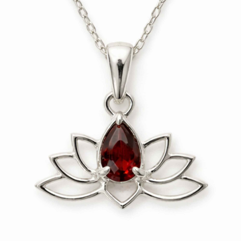 Colier Argint 925 cu Granat Lotus – Energie si Renastere Interioara [1]