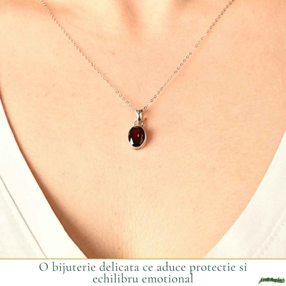 Colier Argint 925 cu Granat Oval – Energie si Stabilitate Interioara [2]