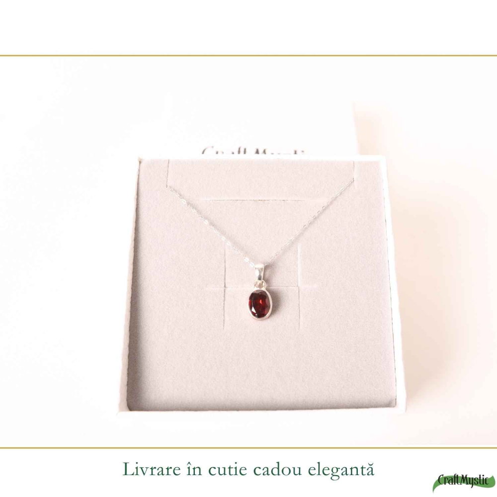 Colier Argint 925 cu Granat Oval – Energie si Stabilitate Interioara [6]