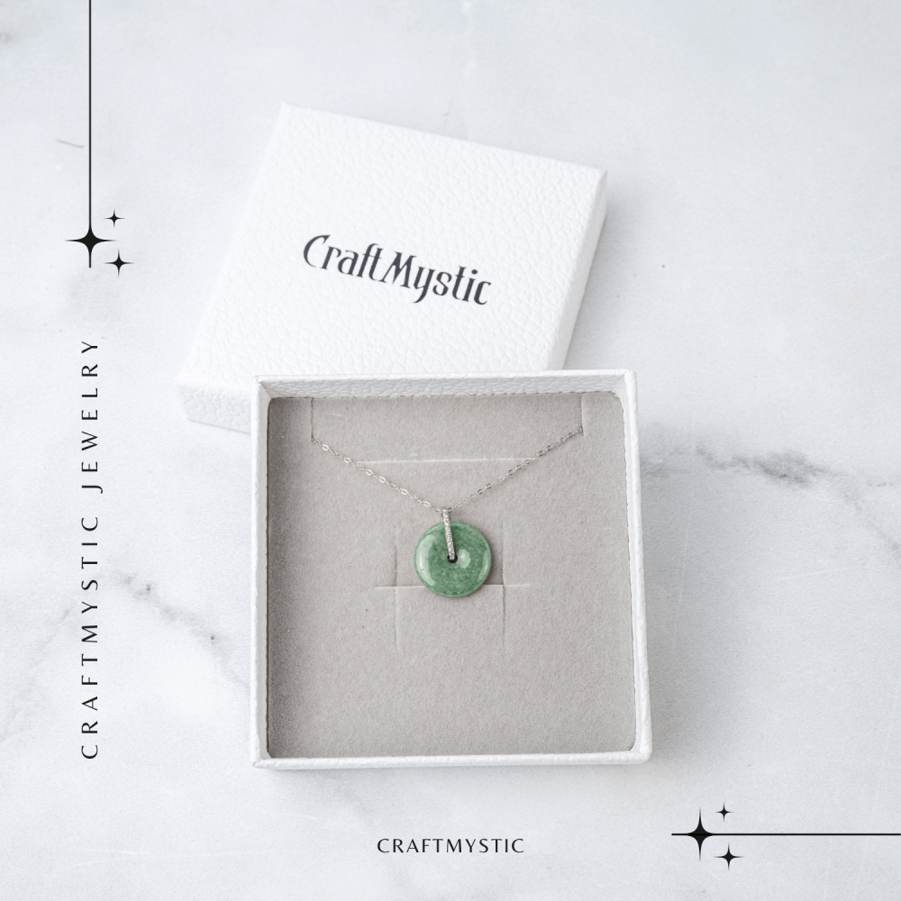 Colier Argint 925 cu Jadit Natural Rusesc in Forma Rotunda – Echilibru, Noroc si Protectie Spirituala [7]