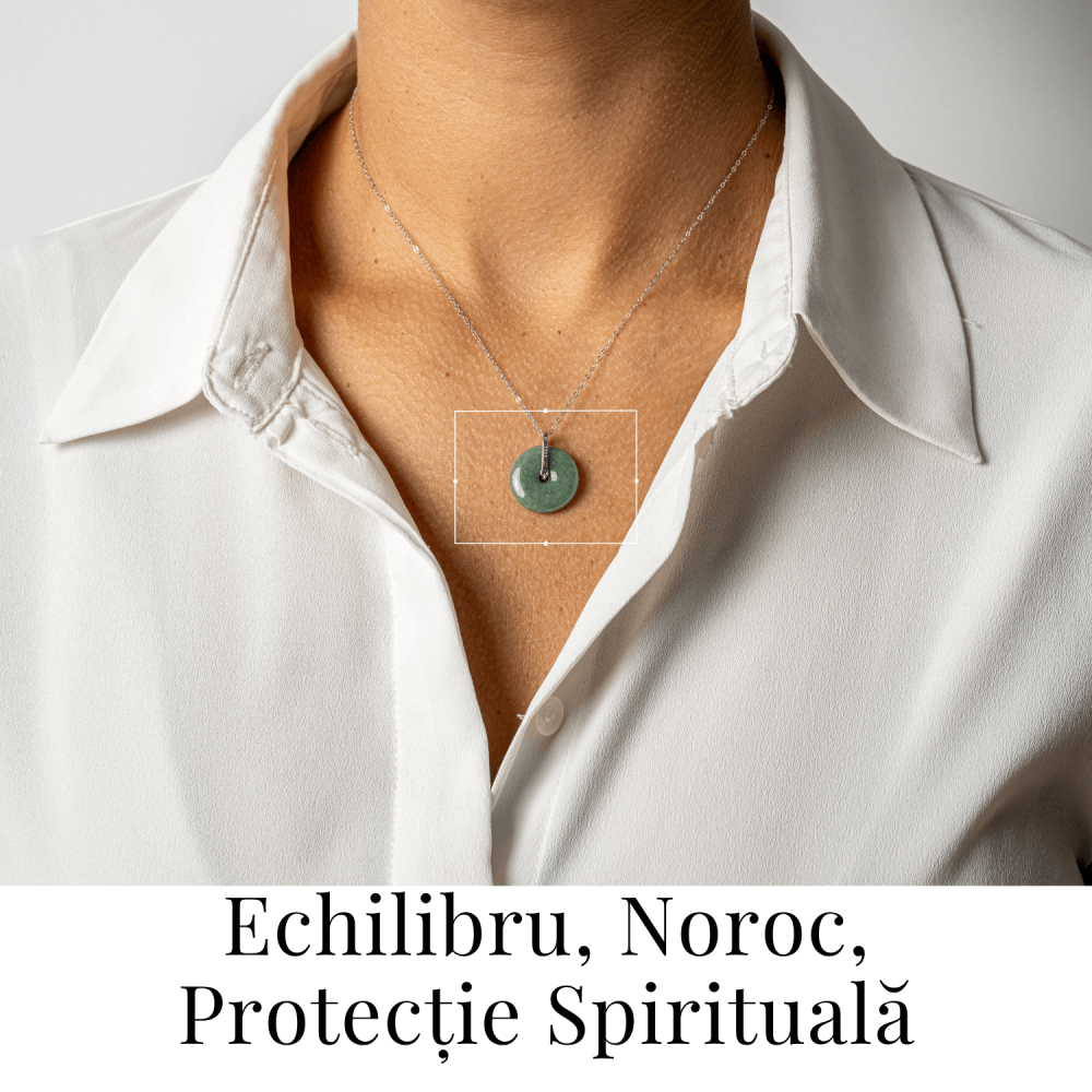 Colier Argint 925 cu Jadit Natural Rusesc in Forma Rotunda – Echilibru, Noroc si Protectie Spirituala [2]