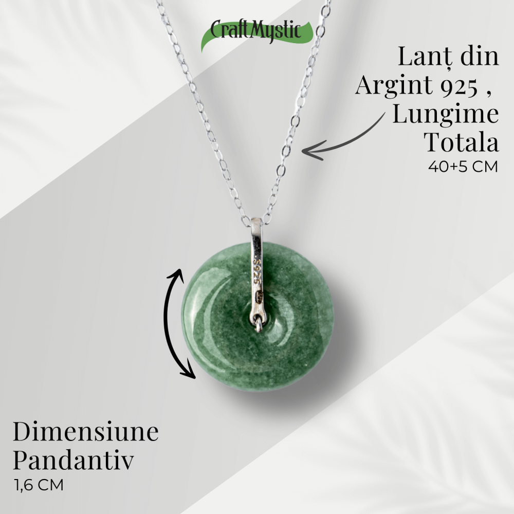 Colier Argint 925 cu Jadit Natural Rusesc in Forma Rotunda – Echilibru, Noroc si Protectie Spirituala [5]