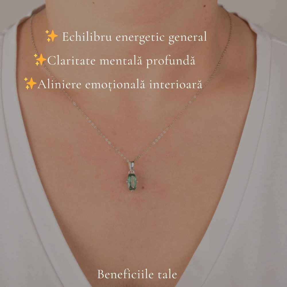 Colier Argint 925 cu Kianit Verde Fatetat – Echilibru si Claritate [3]