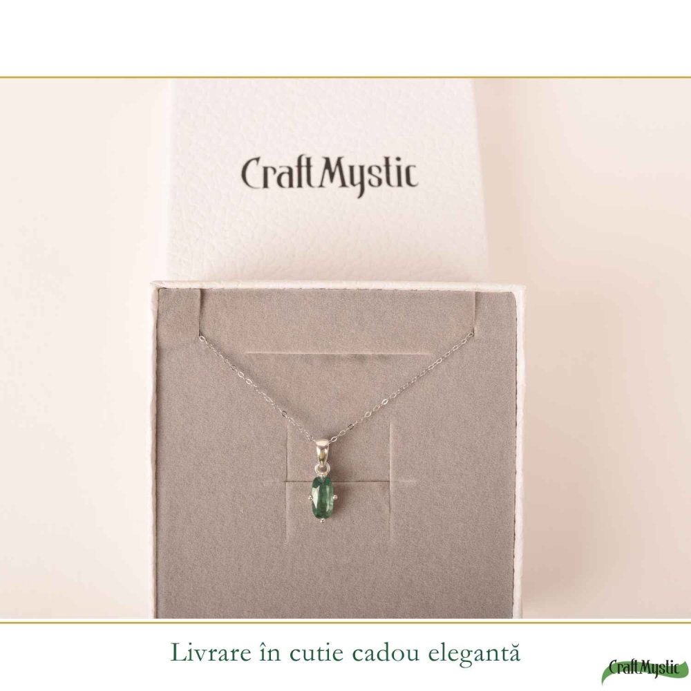 Colier Argint 925 cu Kianit Verde Fatetat – Echilibru si Claritate [6]
