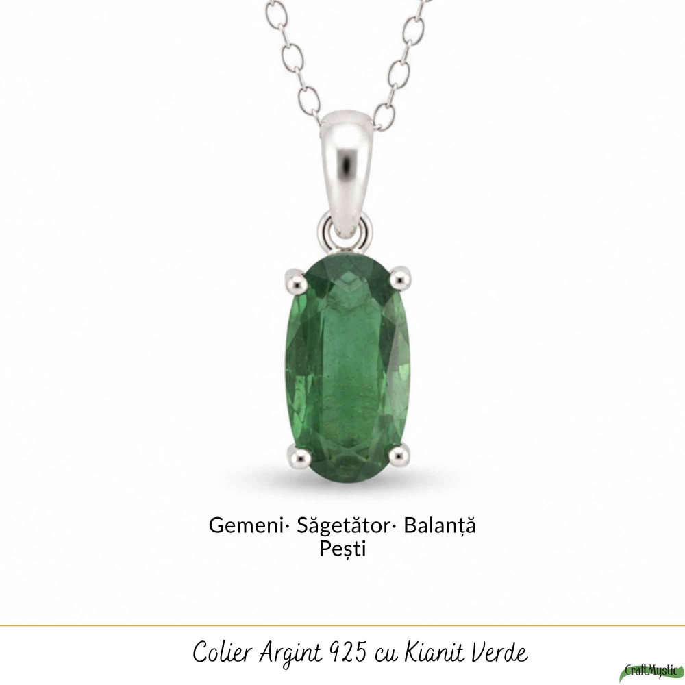Colier Argint 925 cu Kianit Verde Fatetat – Echilibru si Claritate [5]