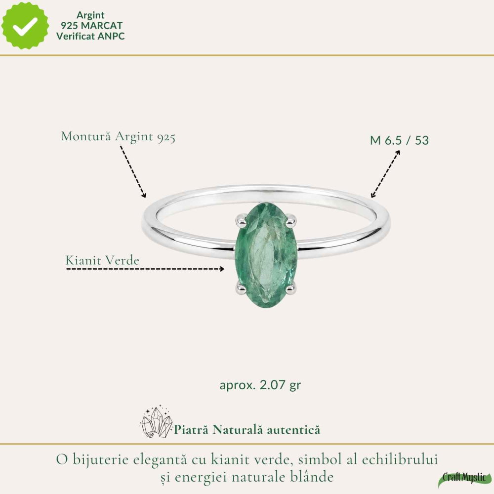 Inel Argint 925 cu Kianit Verde Fatetat – Echilibru si Eleganta Delicata [4]