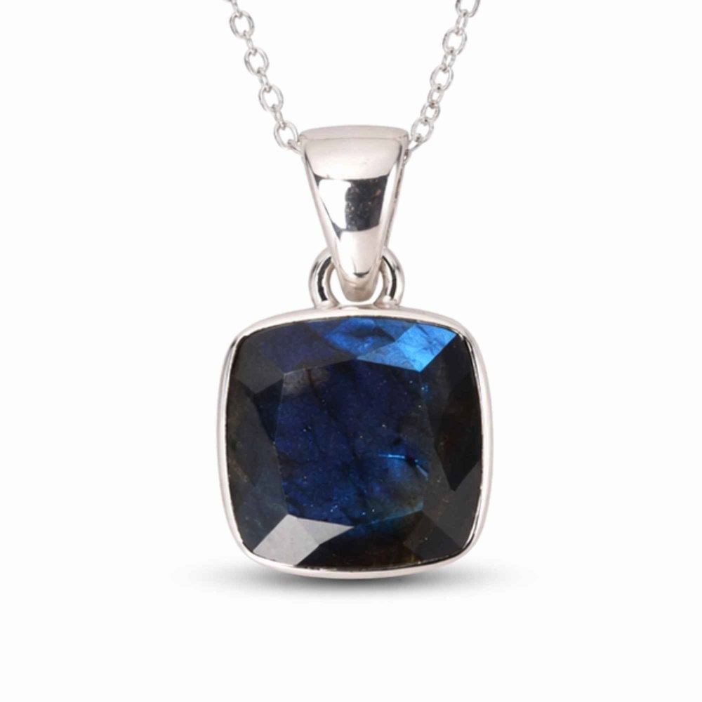 Colier Argint 925 cu Labradorit Fațetat Patrat – Claritate si Protectie [1]