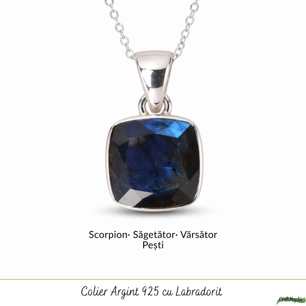 Colier Argint 925 cu Labradorit Fațetat Patrat – Claritate si Protectie [5]