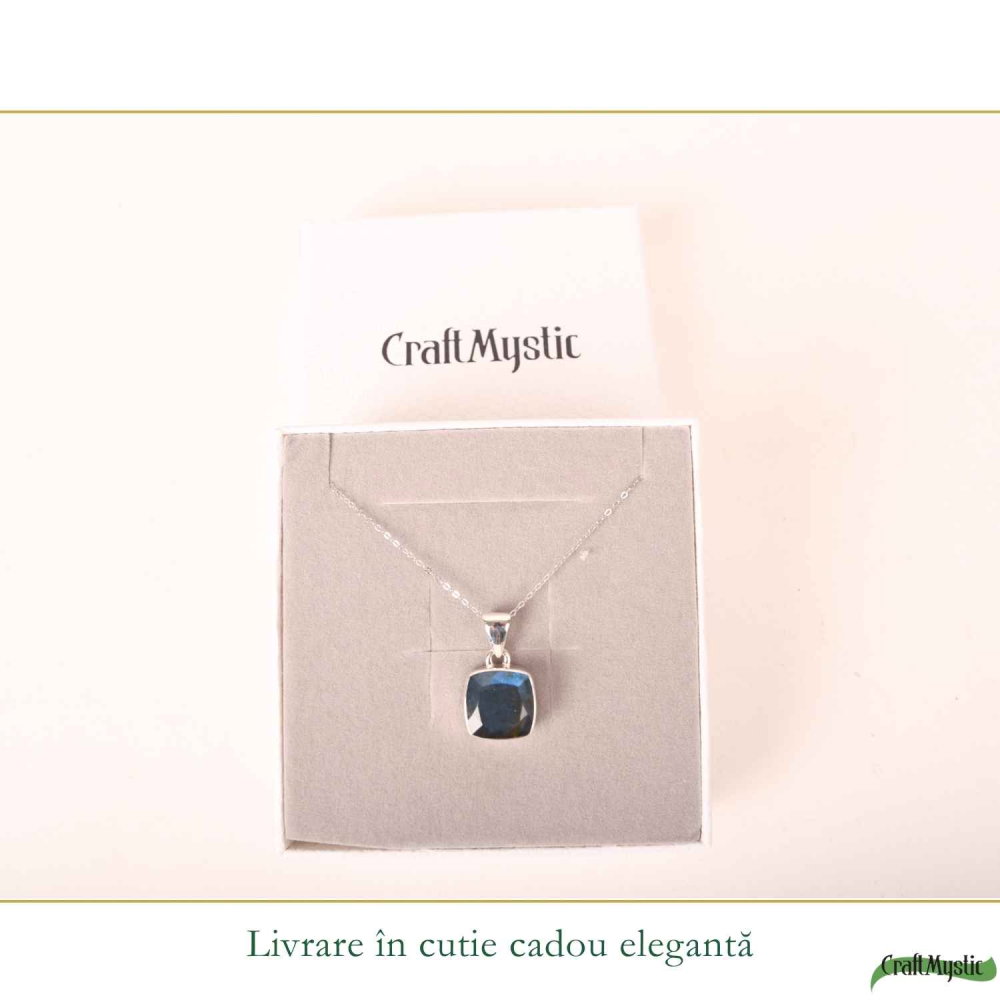 Colier Argint 925 cu Labradorit Fațetat Patrat – Claritate si Protectie [6]