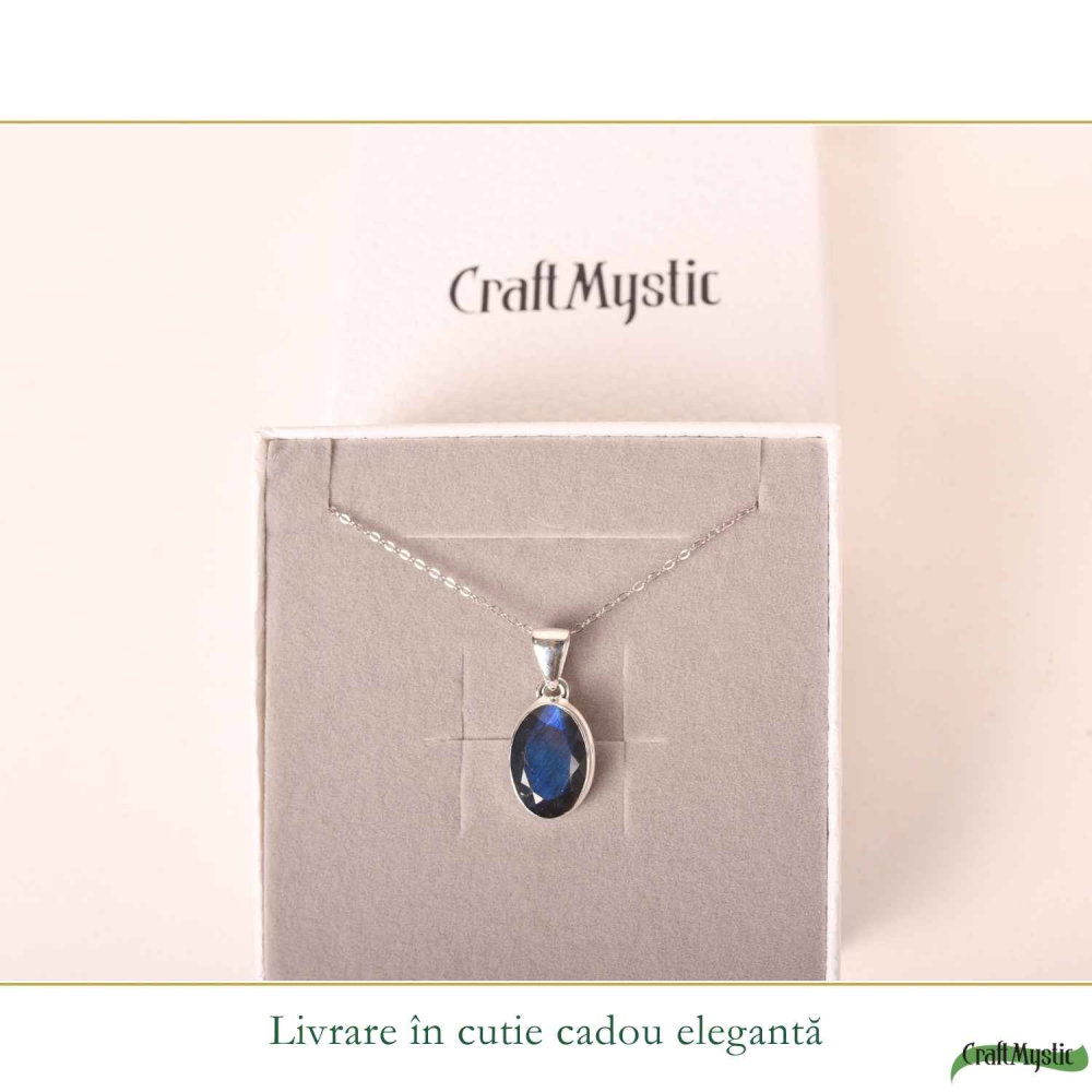 Colier Argint 925 cu Labradorit Fatetat Oval – Intuitie si Protectie [6]