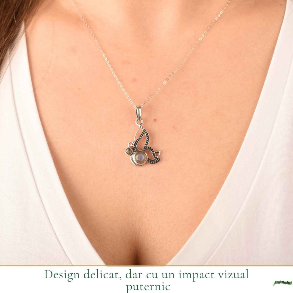 Colier Argint 925 in forma de Fluture cu Labradorit – Transformare si Intutie [2]