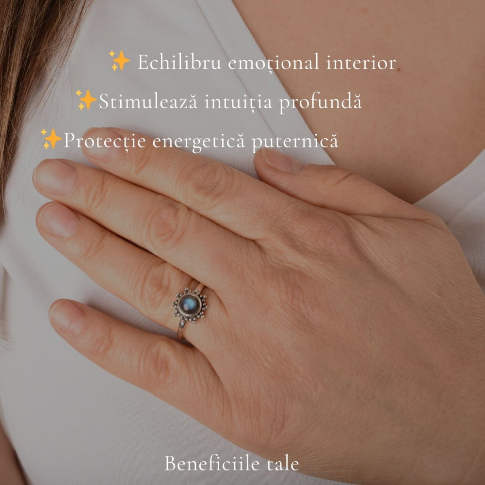 Inel argint 925 cu Labradorit floare – protectie si energie misterioasa [3]