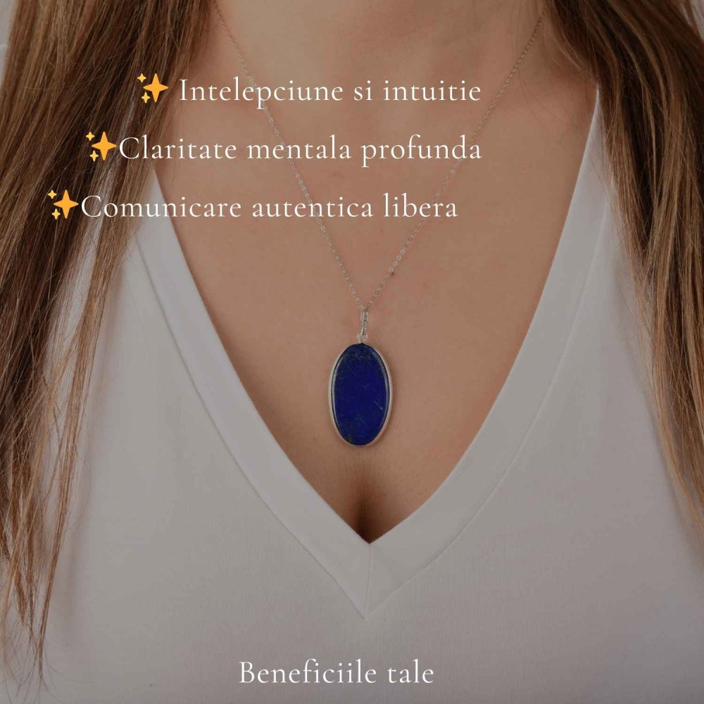 Colier argint 925 cu Lapis Lazuli oval – Claritate mentala si comunicare autentica [3]