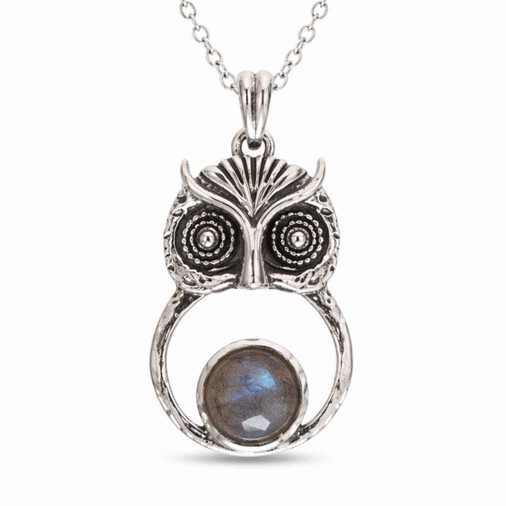 Colier Argint 925 cu Labradorit in forma de Bufnita – Protectie si Intuitie [1]