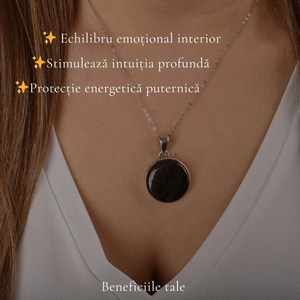 Colier Argint 925 cu Labradorit Violet Rotund – Protectie si Echilibru [3]