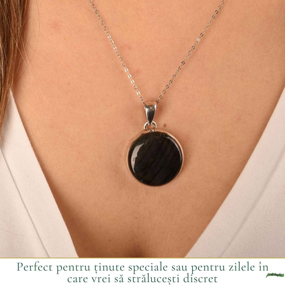 Colier Argint 925 cu Labradorit Violet Rotund – Protectie si Echilibru [2]