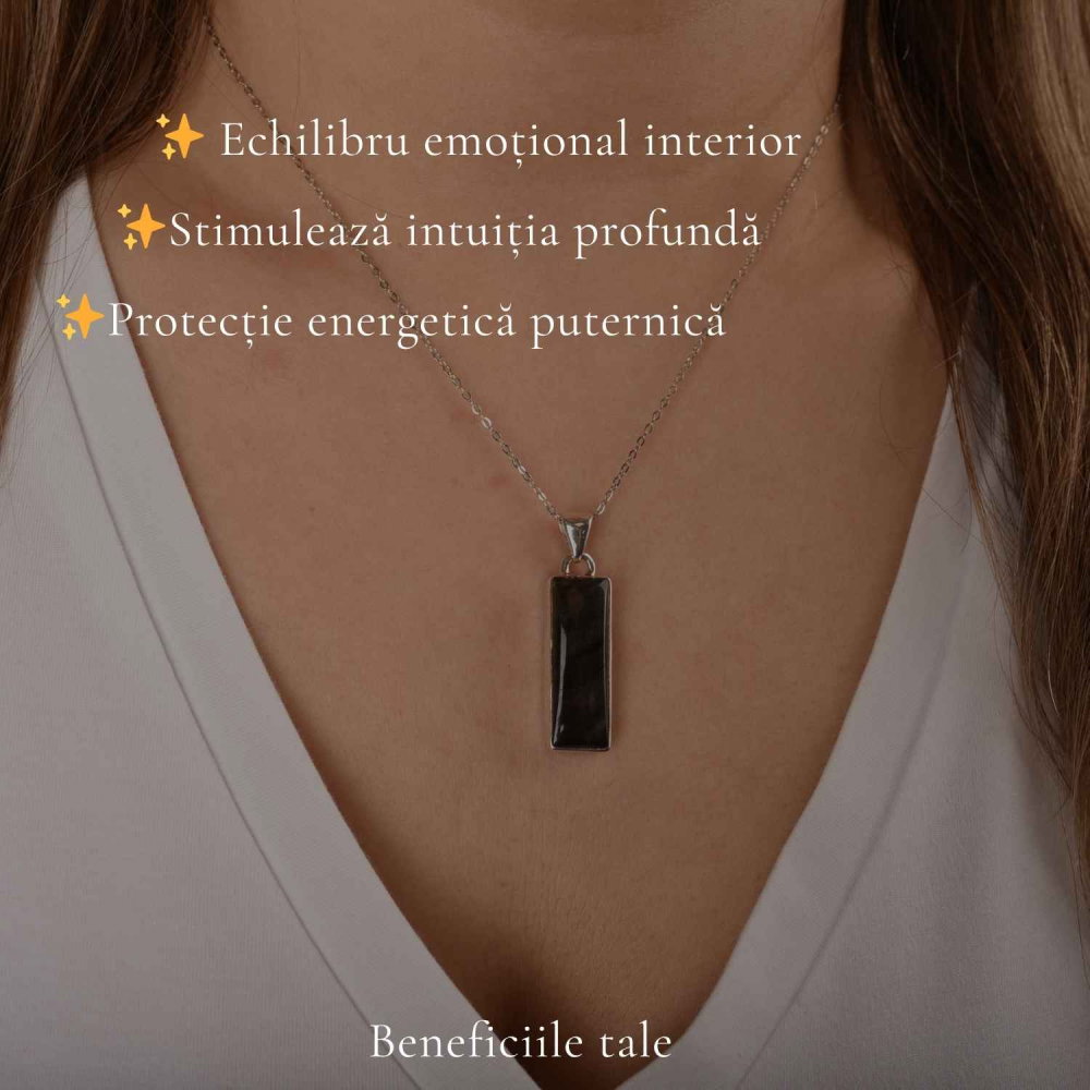 Colier Argint 925 cu Labradorit Violet Dreptunghi – Claritate si Protectie [3]