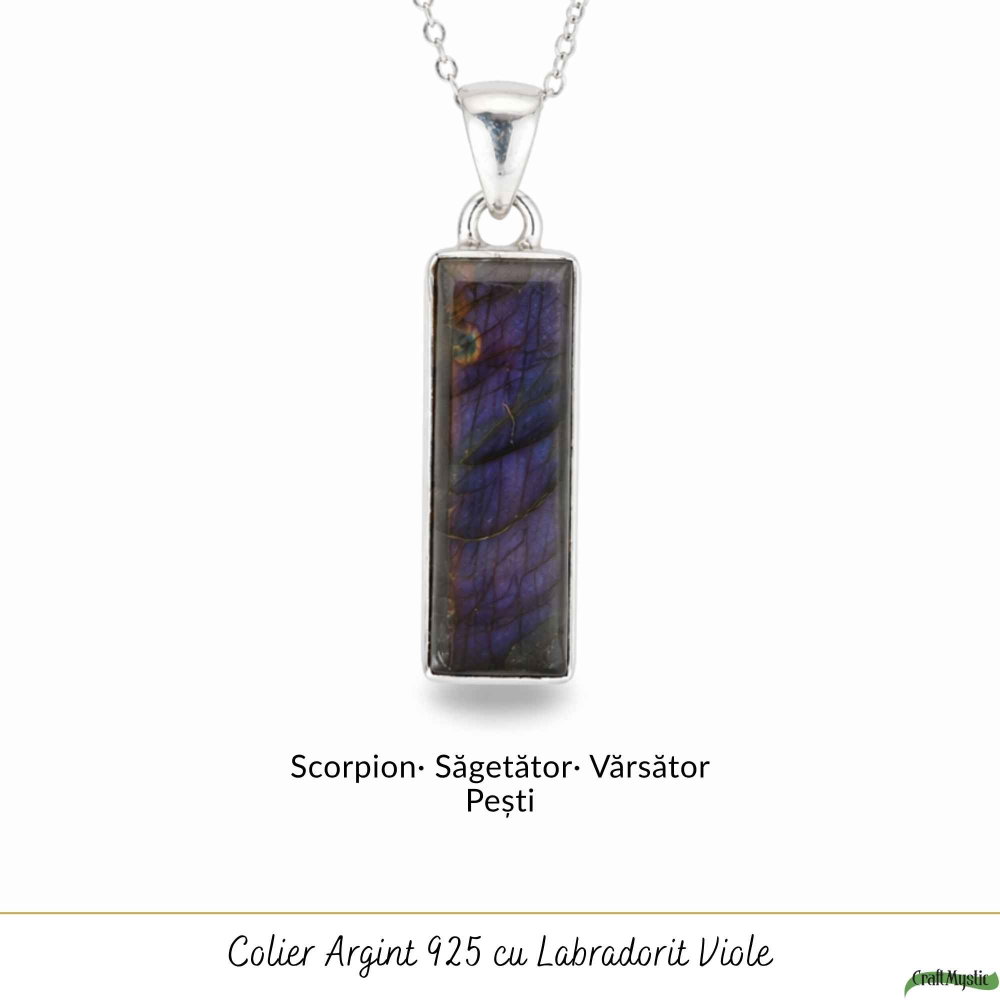 Colier Argint 925 cu Labradorit Violet Dreptunghi – Claritate si Protectie [5]