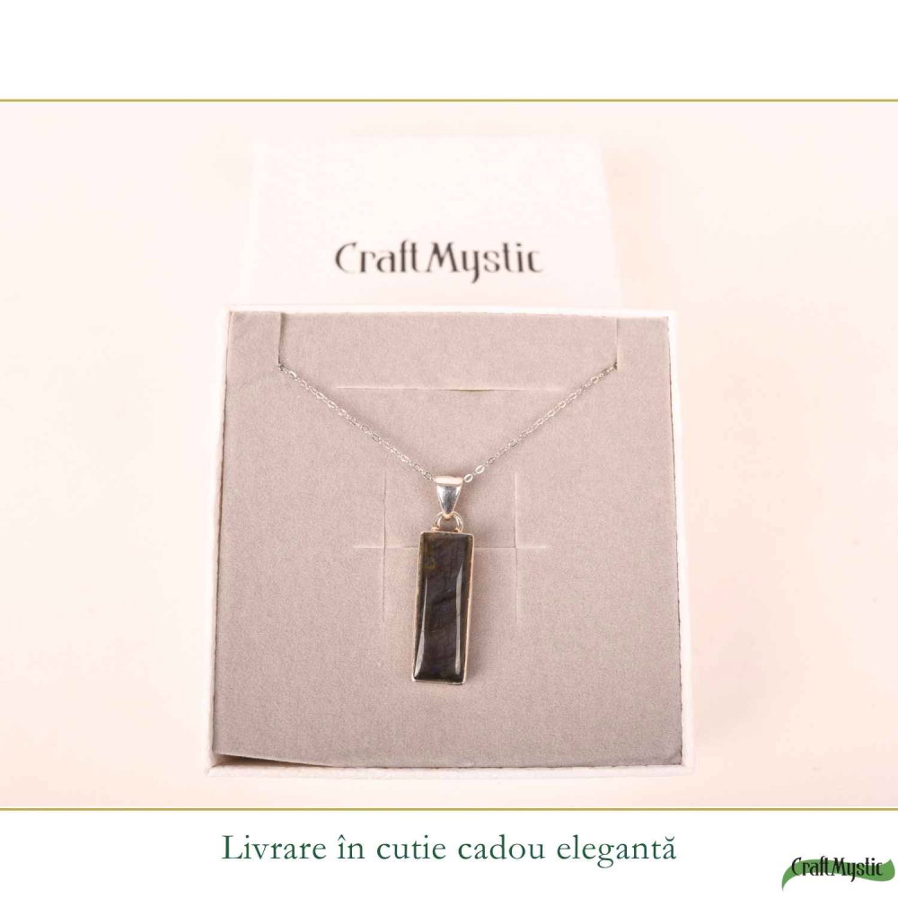 Colier Argint 925 cu Labradorit Violet Dreptunghi – Claritate si Protectie [6]