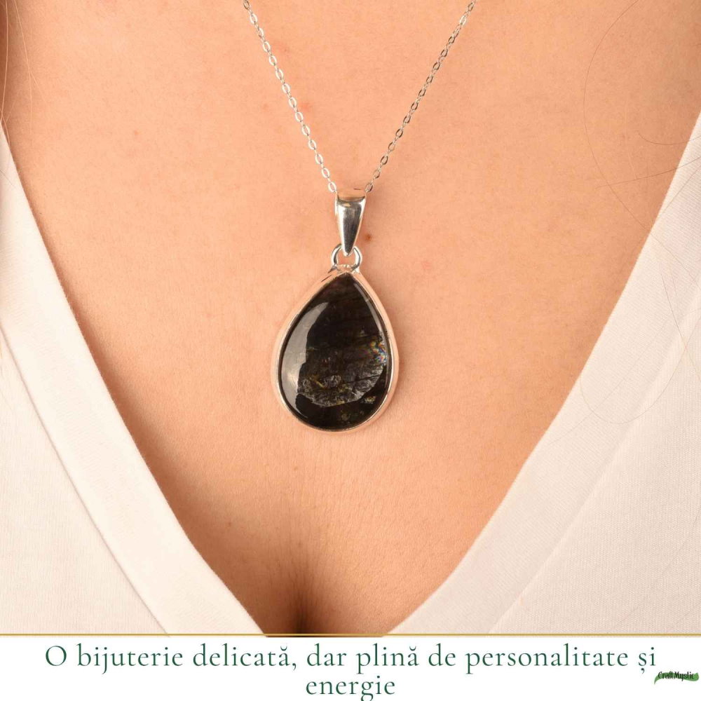 Colier Argint 925 cu Labradorit Violet Lacrima – Intuitie si Protectie [2]