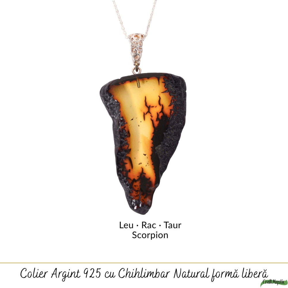 Colier argint 925 cu triunghi si chihlimbar natural – Energie solara si putere [5]