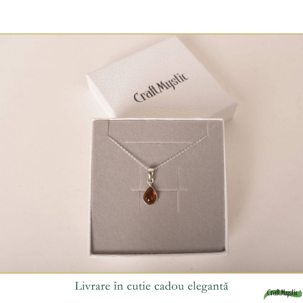 Colier argint 925 cu lacrima si chihlimbar natural – Energie solara si vitalitate [6]