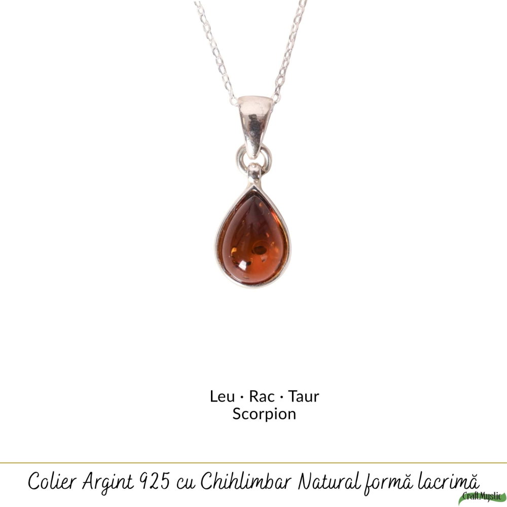 Colier argint 925 cu lacrima si chihlimbar natural – Energie solara si vitalitate [5]