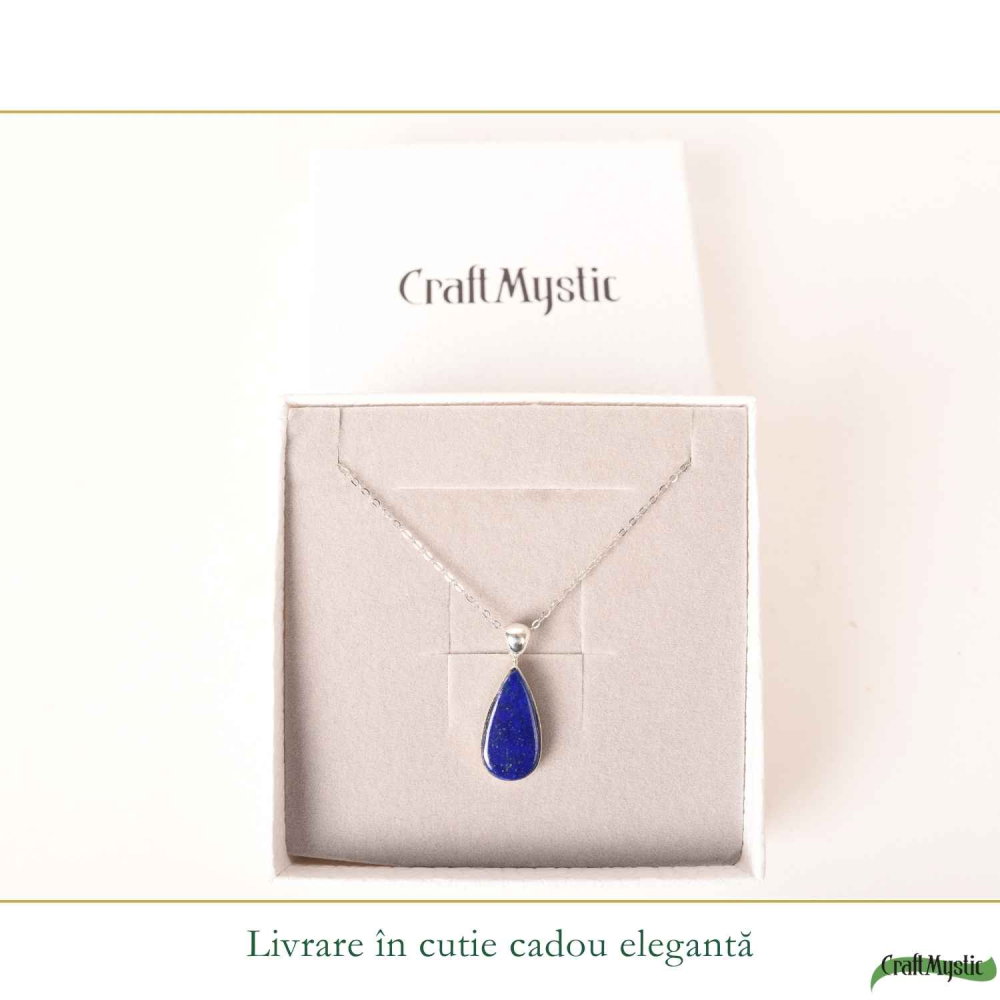 Colier argint 925 cu Lapis Lazuli lacrima – Claritate mentala si liniste interioara [6]
