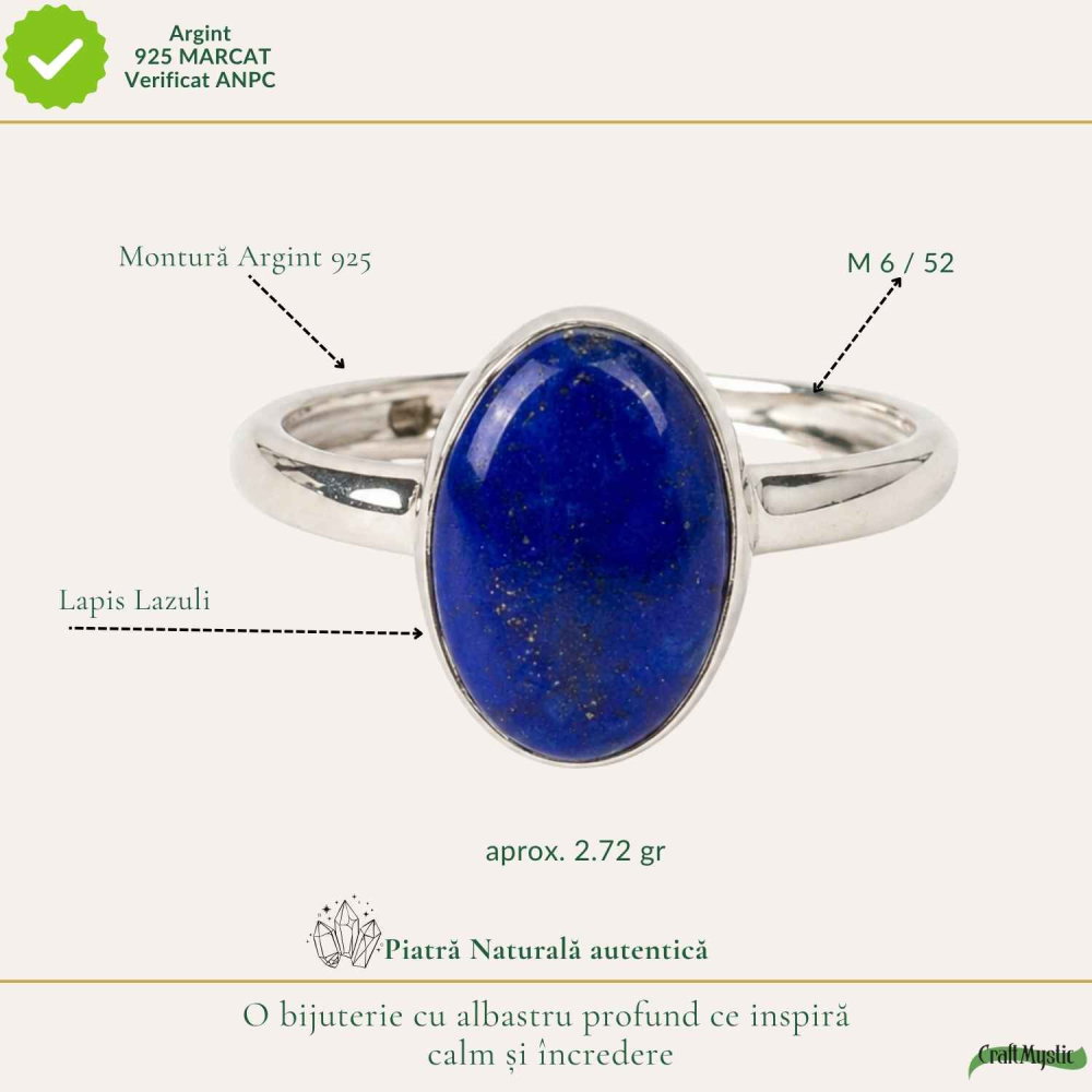 Inel argint 925 cu Lapis Lazuli oval – claritate si eleganta autentica [4]