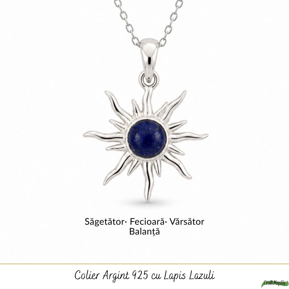 Colier argint 925 cu Lapis Lazuli soare – Claritate mentala si energie pozitiva [5]