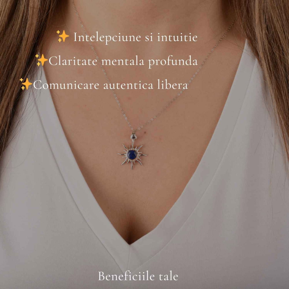 Colier argint 925 cu Lapis Lazuli soare – Claritate mentala si energie pozitiva [3]