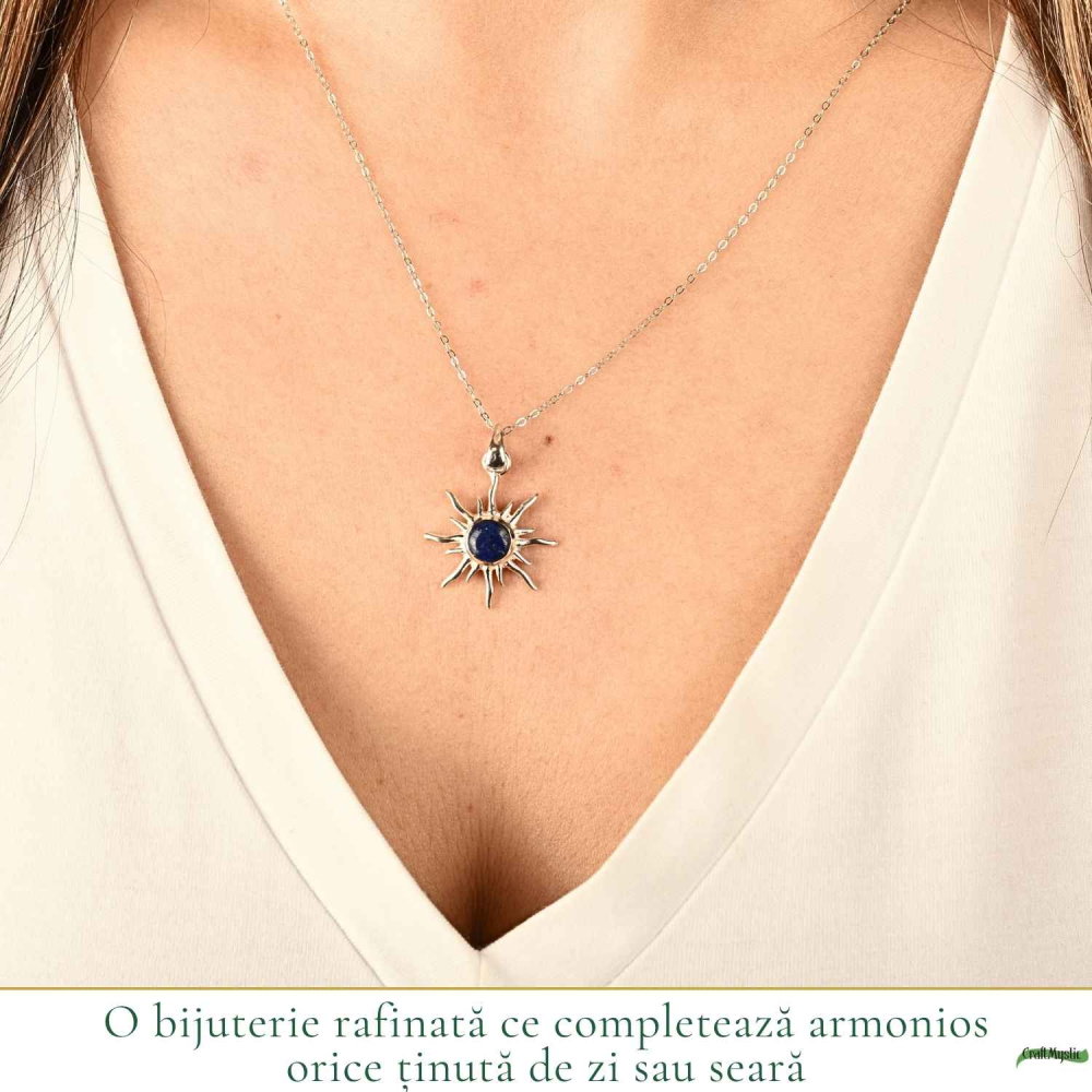 Colier argint 925 cu Lapis Lazuli soare – Claritate mentala si energie pozitiva [2]