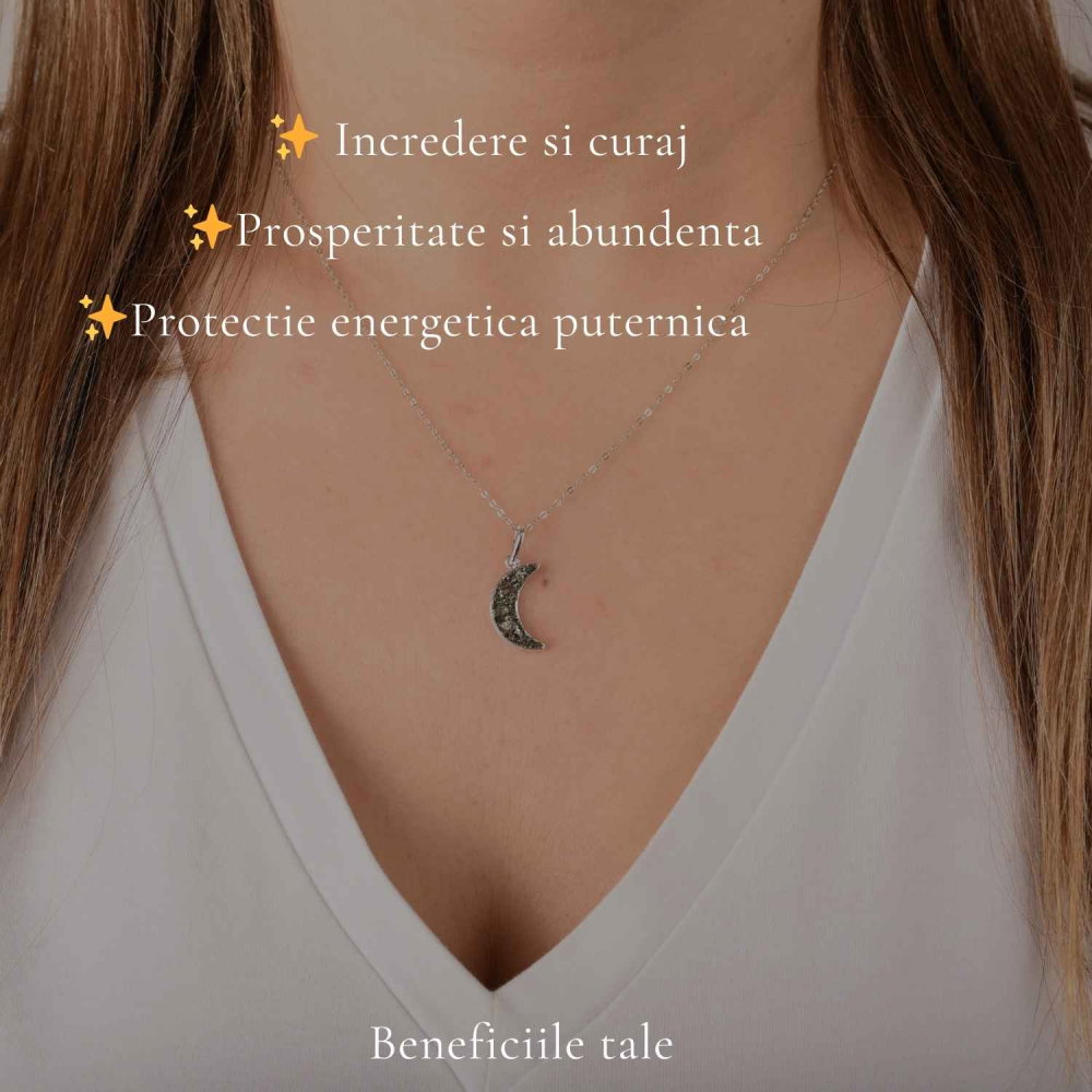 Colier argint 925 cu Pirita semiluna – Prosperitate si protectie energetica [3]
