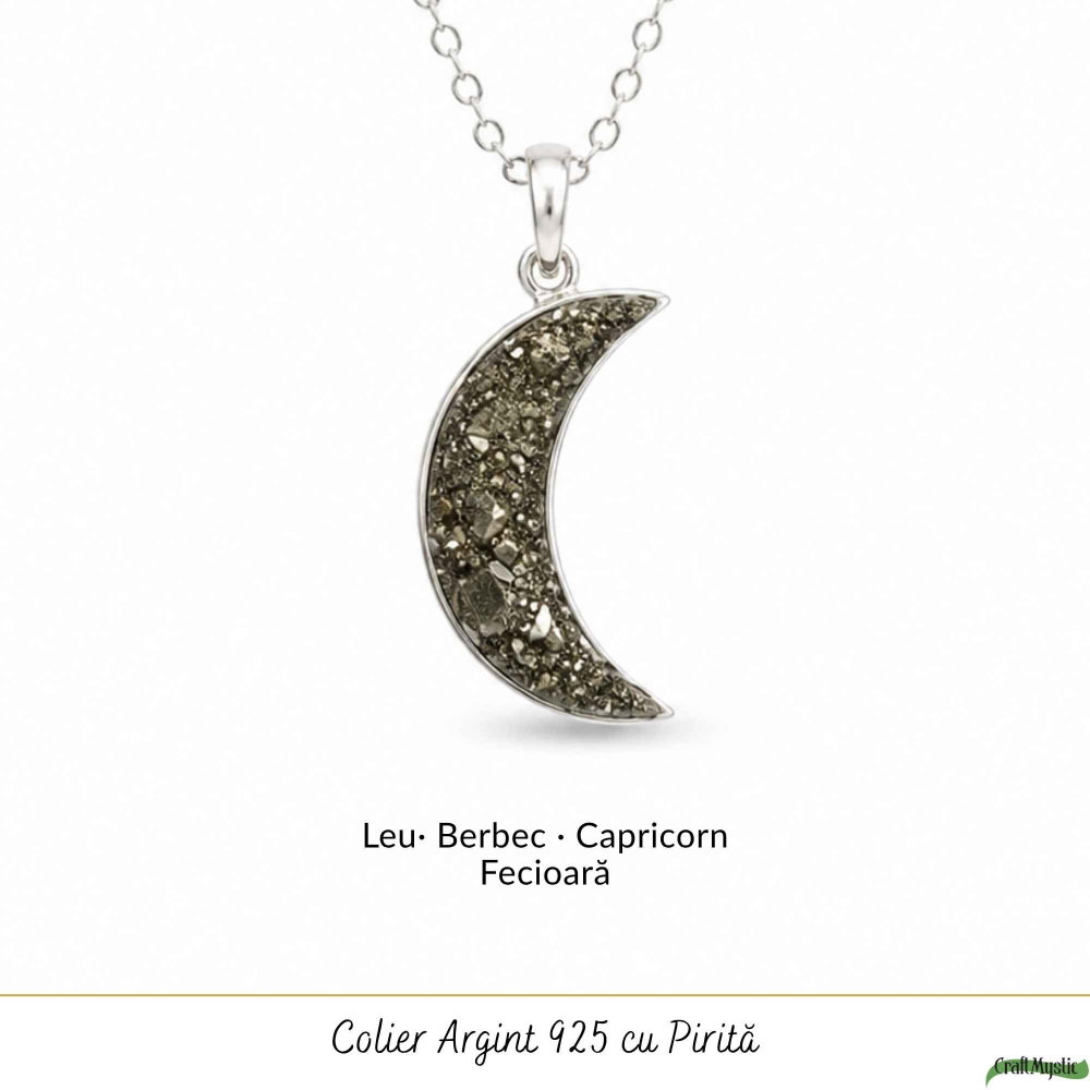 Colier argint 925 cu Pirita semiluna – Prosperitate si protectie energetica [5]