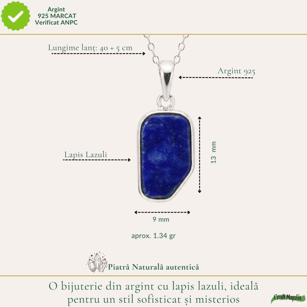 Colier argint 925 cu Lapis Lazuli neuniform – Claritate mentala si autenticitate [4]