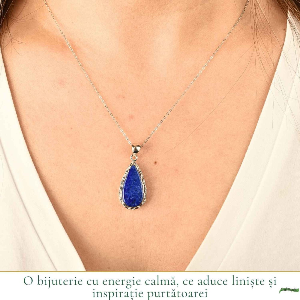 Colier argint 925 cu Lapis Lazuli forma de lacrima – Claritate mentala si echilibru interior [2]