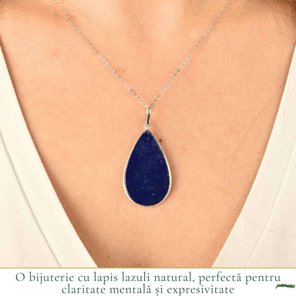 Colier argint 925 cu Lapis Lazuli lacrima – Claritate mentala si echilibru interior [2]