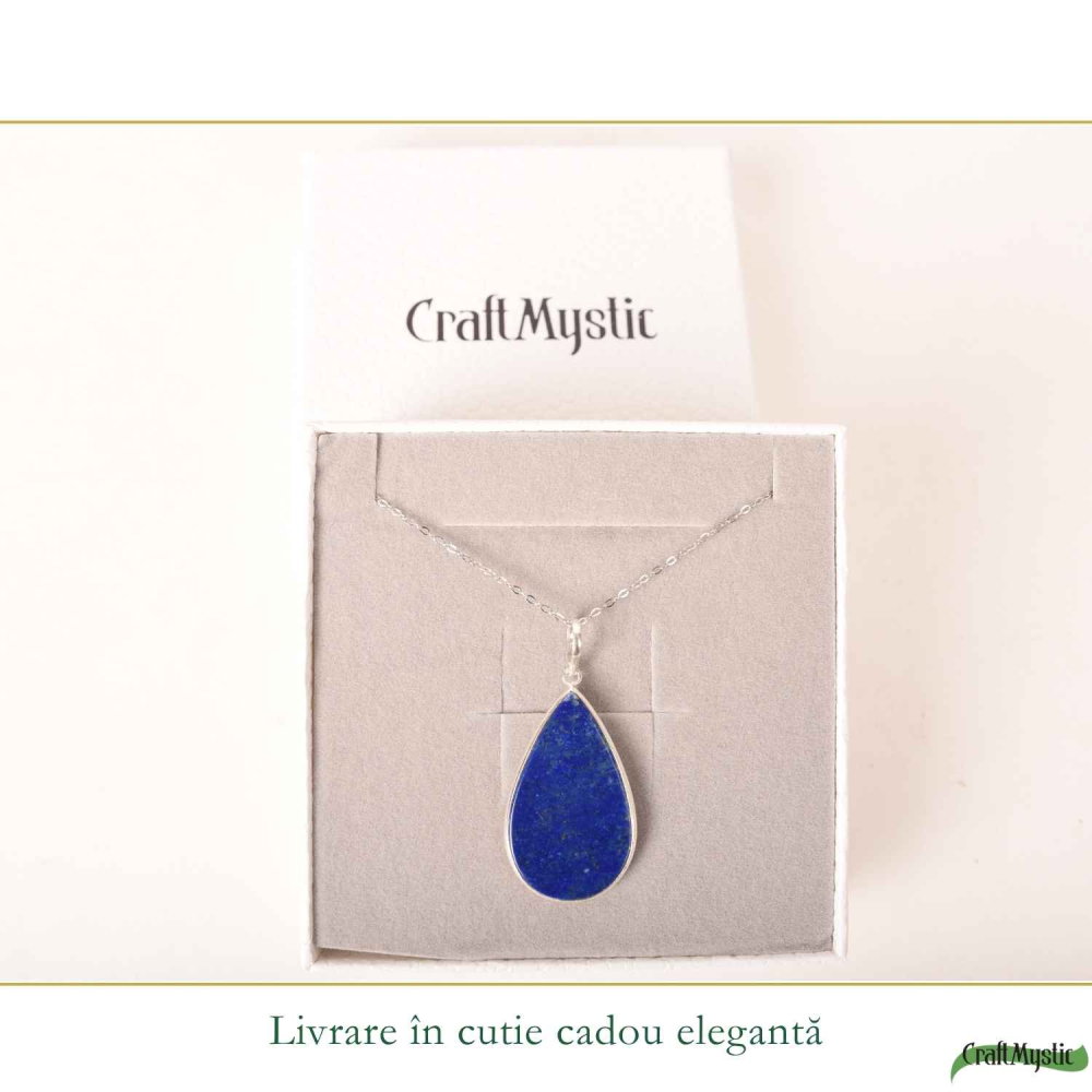 Colier argint 925 cu Lapis Lazuli lacrima – Claritate mentala si echilibru interior [6]