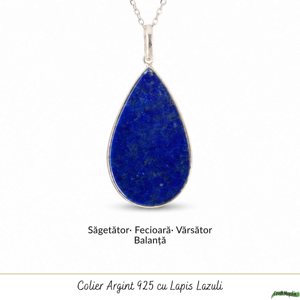 Colier argint 925 cu Lapis Lazuli lacrima – Claritate mentala si echilibru interior [5]