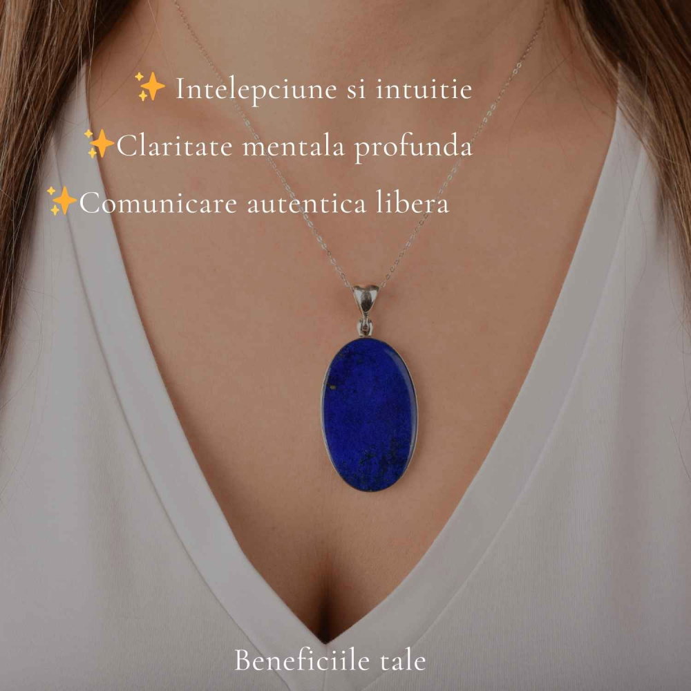 Colier argint 925 cu Lapis Lazuli forma ovala – Claritate mentala si echilibru interior [3]