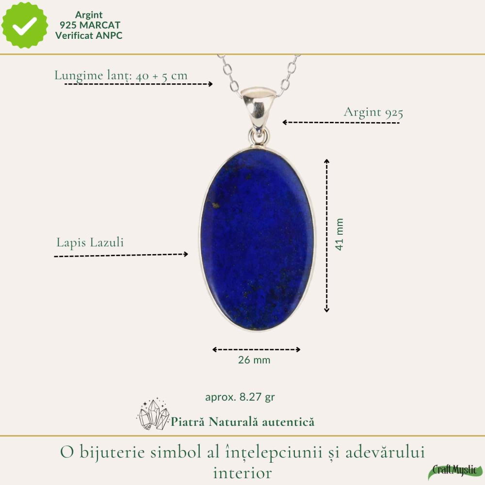 Colier argint 925 cu Lapis Lazuli forma ovala – Claritate mentala si echilibru interior [4]
