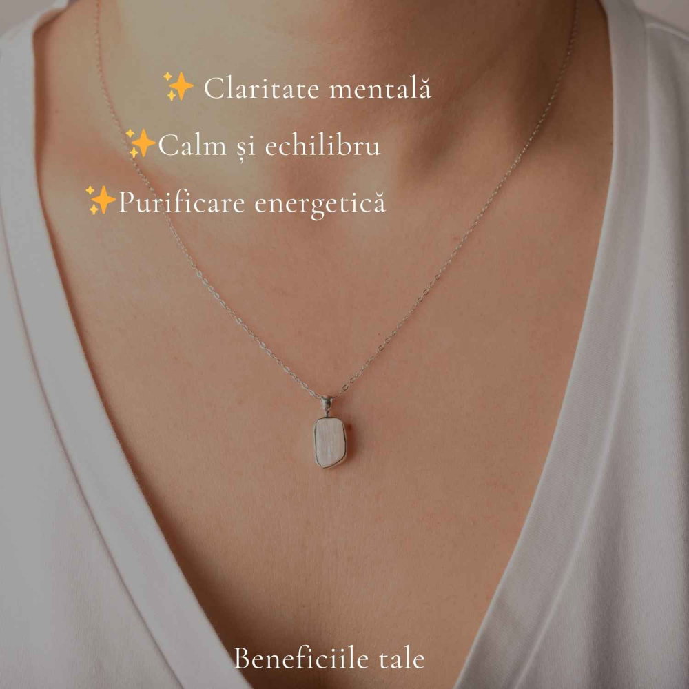 Colier Argint 925 cu Selenit – Claritate si Echilibru Spiritual [3]