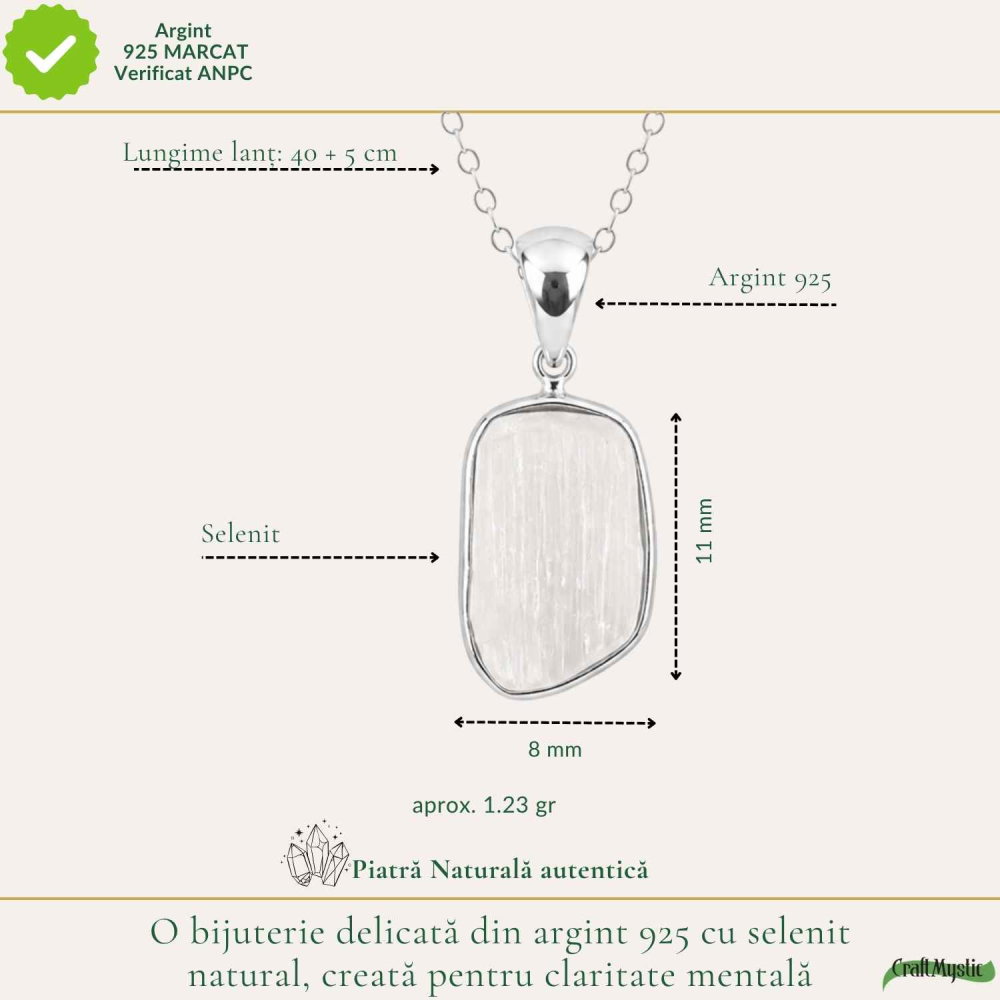 Colier Argint 925 cu Selenit – Claritate si Echilibru Spiritual [4]